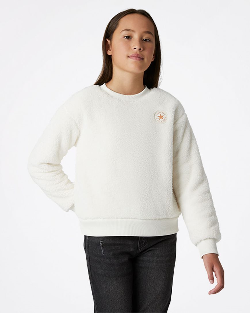 Moletons Converse Sherpa Crewneck Menina Bege | PT D048537